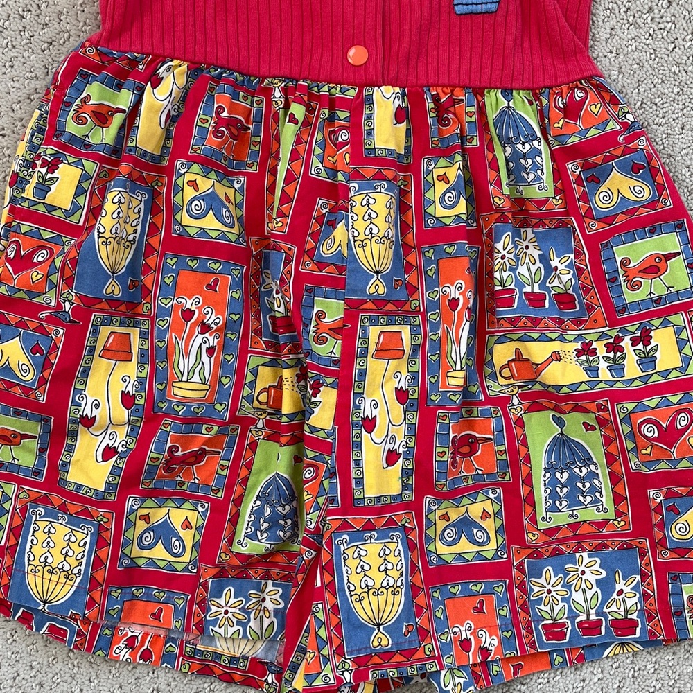 VINTAGE Gymboree RAINBOW tag Floral Red tie tank top with shorts and pockets - Picture 8 of 11